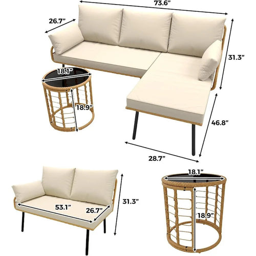 Ensemble de mobilier de patio 3 pièces pour cour arrière, porche, terrasse