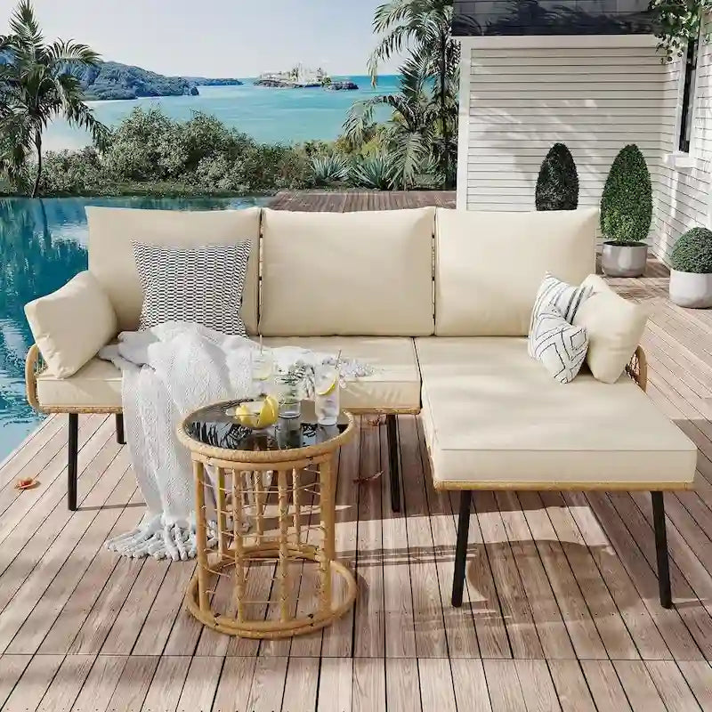 Ensemble de mobilier de patio 3 pièces pour cour arrière, porche, terrasse