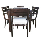 Ensemble de salle à manger d'extérieur 7 pièces en bois d'acacia avec table et 6 chaises rembourrées
