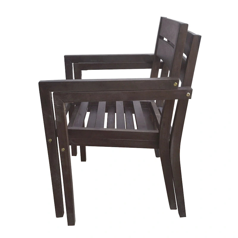 Ensemble de salle à manger d'extérieur 7 pièces en bois d'acacia avec table et 6 chaises rembourrées