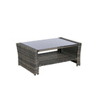 Ensemble de canapé de conversation en rotin pour patio extérieur 4 pièces avec table basse en verre trempé