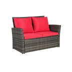 Ensemble de canapé de conversation en rotin pour patio extérieur 4 pièces avec table basse en verre trempé