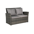 Ensemble de canapé de conversation en rotin pour patio extérieur 4 pièces avec table basse en verre trempé