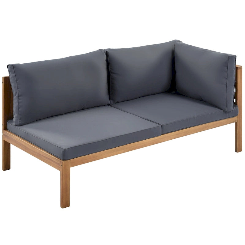 Ensemble de canapé d'angle en L 4 pièces en bois d'acacia pour l'extérieur avec table basse