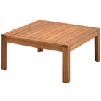 Ensemble de canapé d'angle en L 4 pièces en bois d'acacia pour l'extérieur avec table basse