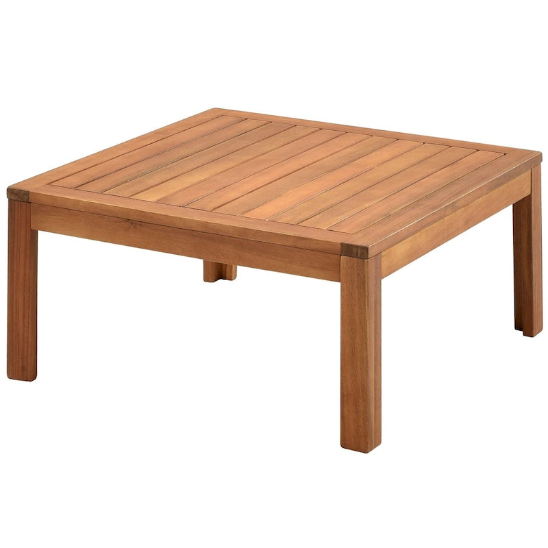 Ensemble de canapé d'angle en L 4 pièces en bois d'acacia pour l'extérieur avec table basse