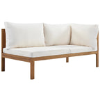Ensemble de canapé d'angle en L 4 pièces en bois d'acacia pour l'extérieur avec table basse
