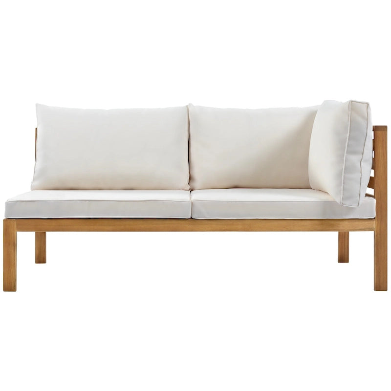 Ensemble de canapé d'angle en L 4 pièces en bois d'acacia pour l'extérieur avec table basse