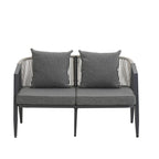 Ensemble de canapé d'extérieur en fer forgé 4 pièces avec table basse et coussins