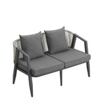 Ensemble de canapé d'extérieur en fer forgé 4 pièces avec table basse et coussins