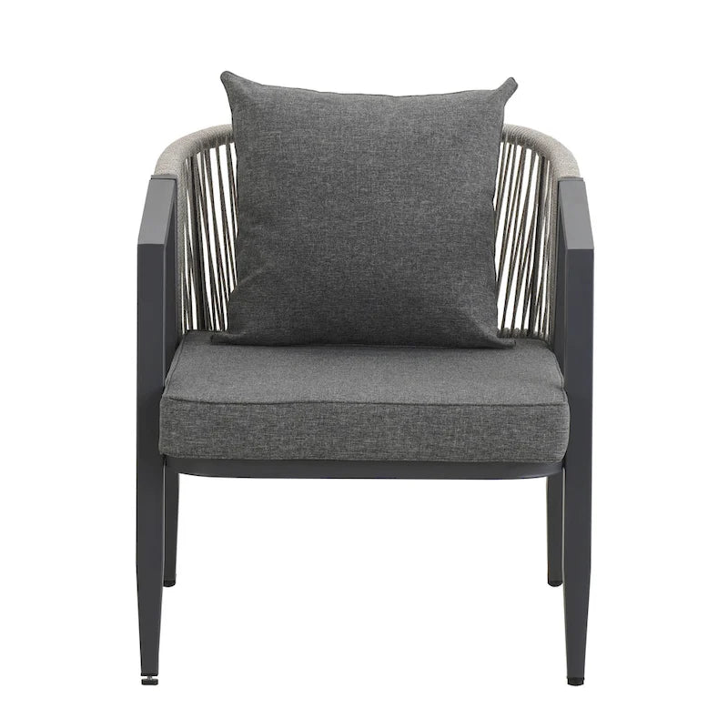 Ensemble de canapé d'extérieur en fer forgé 4 pièces avec table basse et coussins