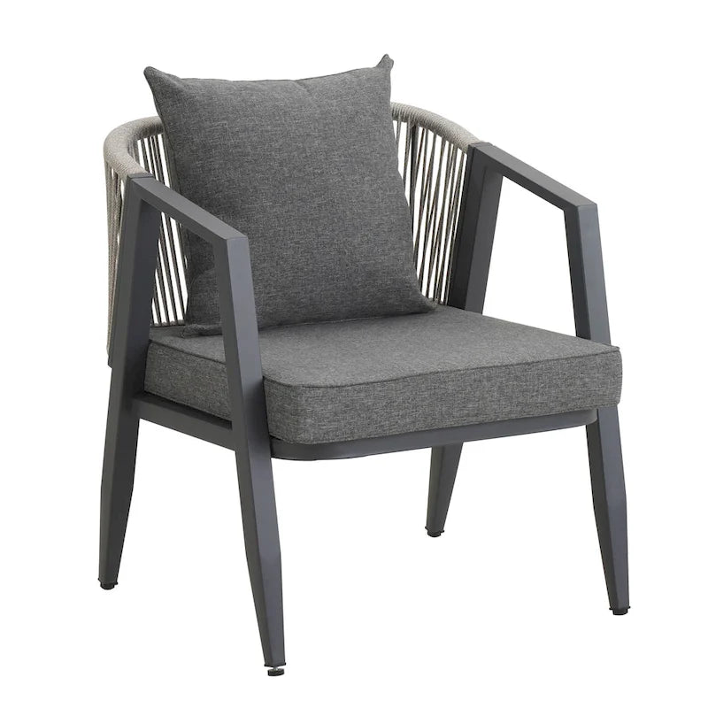 Ensemble de canapé d'extérieur en fer forgé 4 pièces avec table basse et coussins