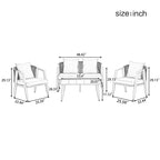 Ensemble de canapé d'extérieur en fer forgé 4 pièces avec table basse et coussins