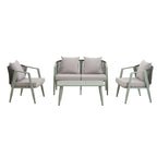 Ensemble de canapé d'extérieur en fer forgé 4 pièces avec table basse et coussins