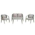 Ensemble de canapé d'extérieur en fer forgé 4 pièces avec table basse et coussins