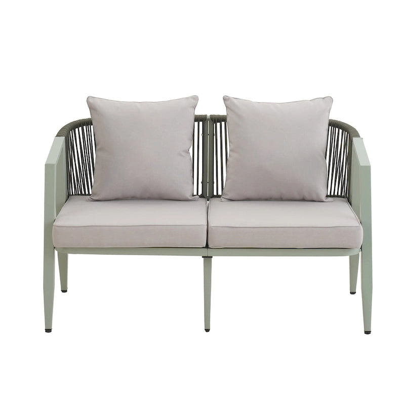 Ensemble de canapé d'extérieur en fer forgé 4 pièces avec table basse et coussins