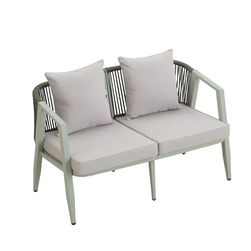 Ensemble de canapé d'extérieur en fer forgé 4 pièces avec table basse et coussins