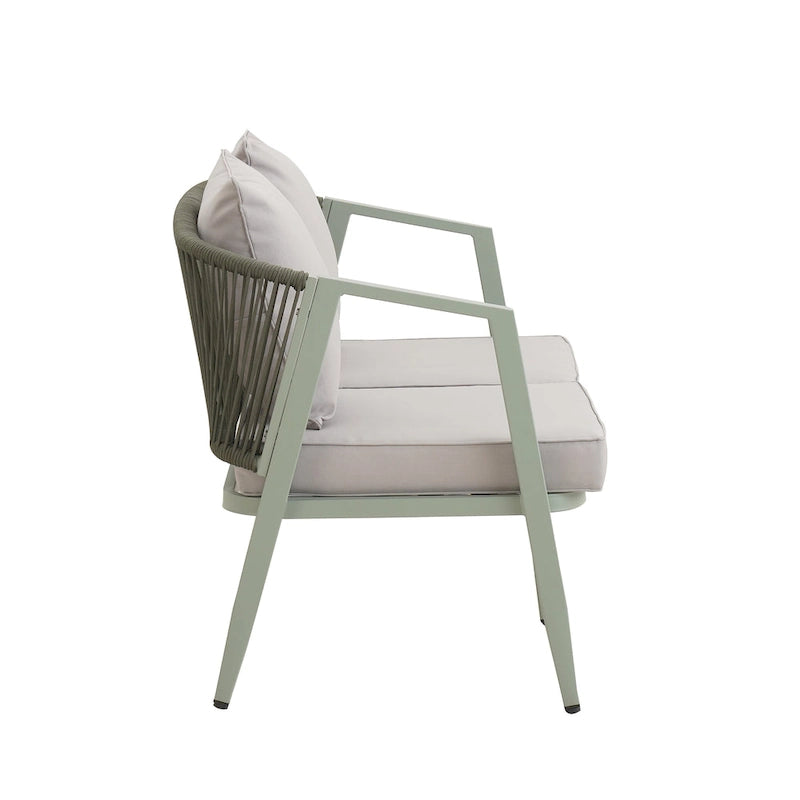 Ensemble de canapé d'extérieur en fer forgé 4 pièces avec table basse et coussins