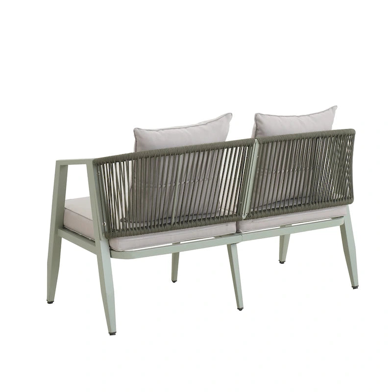 Ensemble de canapé d'extérieur en fer forgé 4 pièces avec table basse et coussins