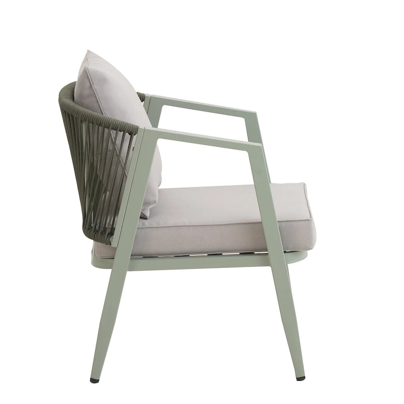 Ensemble de canapé d'extérieur en fer forgé 4 pièces avec table basse et coussins