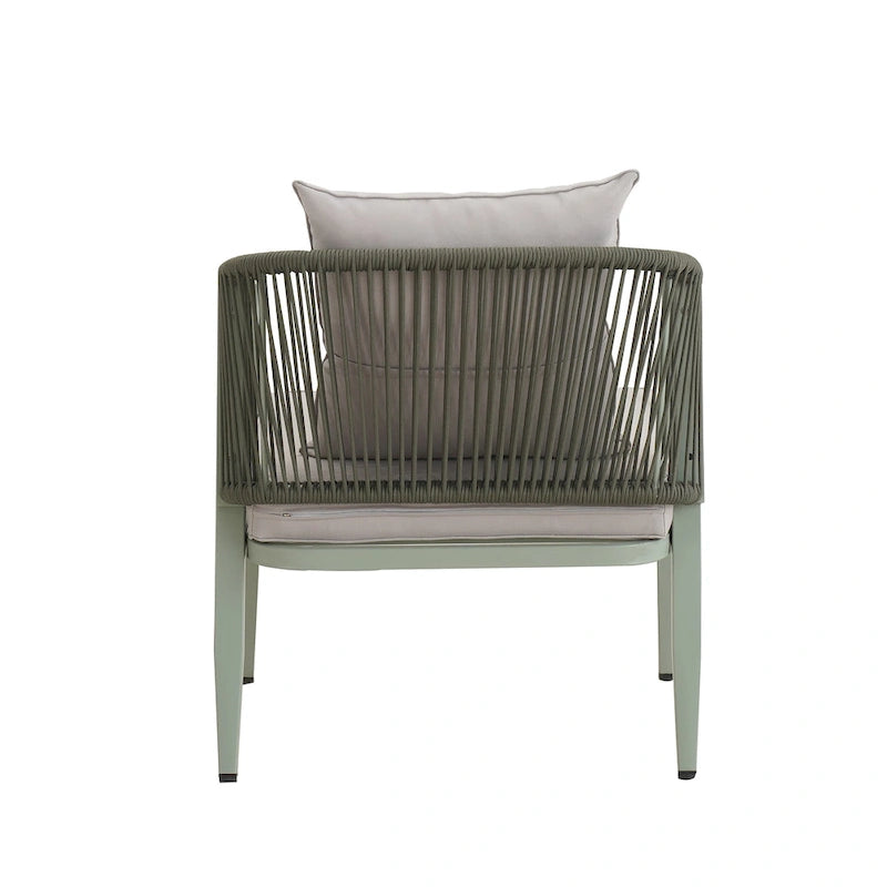 Ensemble de canapé d'extérieur en fer forgé 4 pièces avec table basse et coussins