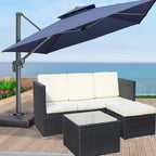 Ensemble de canapé d'angle d'extérieur en rotin 5 pièces avec table basse et coussins