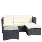Ensemble de canapé d'angle d'extérieur en rotin 5 pièces avec table basse et coussins