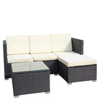 Ensemble de canapé d'angle d'extérieur en rotin 5 pièces avec table basse et coussins