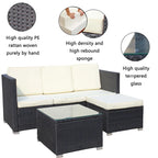 Ensemble de canapé d'angle d'extérieur en rotin 5 pièces avec table basse et coussins