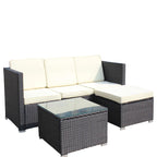 Ensemble de canapé d'angle d'extérieur en rotin 5 pièces avec table basse et coussins