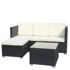 Ensemble de canapé d'angle d'extérieur en rotin 5 pièces avec table basse et coussins