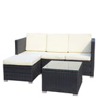 Ensemble de canapé d'angle d'extérieur en rotin 5 pièces avec table basse et coussins