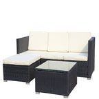 Ensemble de canapé d'angle d'extérieur en rotin 5 pièces avec table basse et coussins