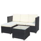 Ensemble de canapé d'angle d'extérieur en rotin 5 pièces avec table basse et coussins