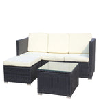Ensemble de canapé d'angle d'extérieur en rotin 5 pièces avec table basse et coussins
