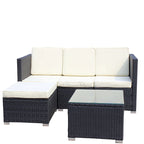 Ensemble de canapé d'angle d'extérieur en rotin 5 pièces avec table basse et coussins