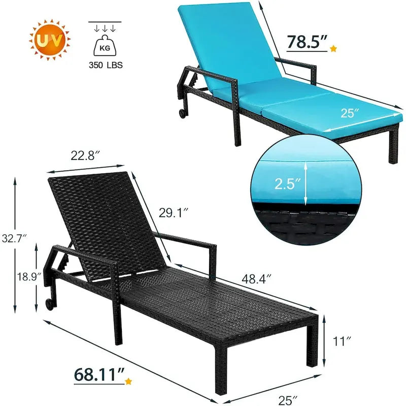 Chaise longue de patio AECOJOY, chaise longue réglable pour piscine