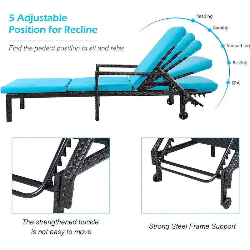 Chaise longue de patio AECOJOY, chaise longue réglable pour piscine