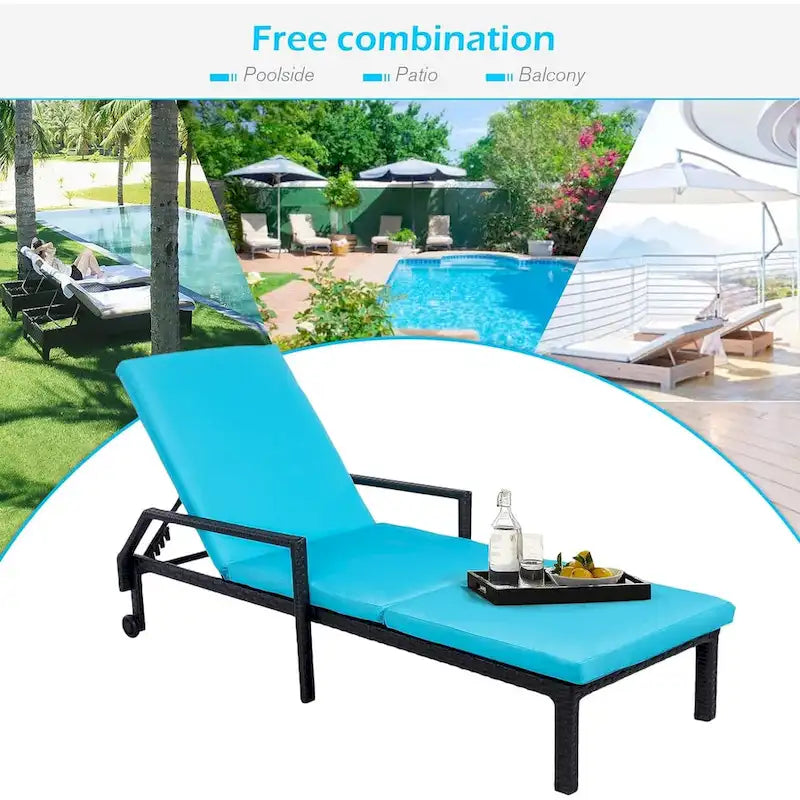 Chaise longue de patio AECOJOY, chaise longue réglable pour piscine