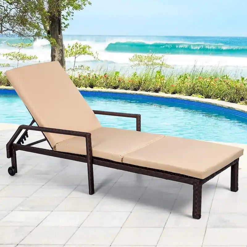 Chaise longue de patio AECOJOY, chaise longue réglable pour piscine