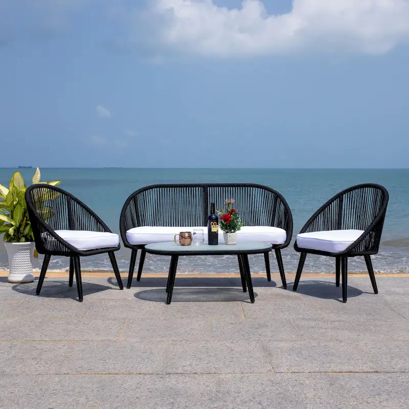 Ensemble de conversation de patio extérieur SAFAVIEH Morena 4 pièces - 54 po L x 34 po P x 24 po H