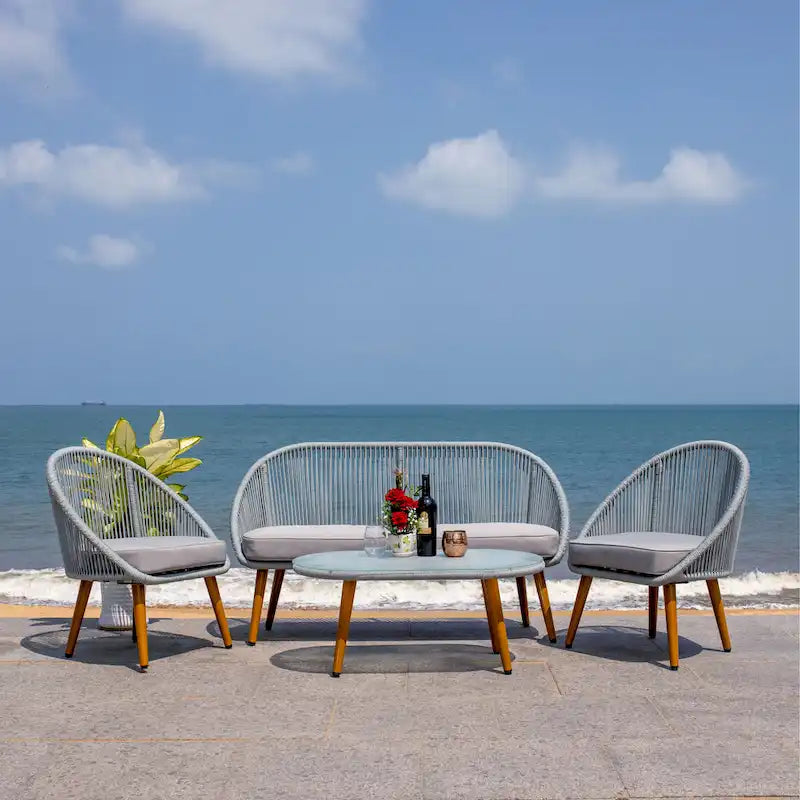 Ensemble de conversation de patio extérieur SAFAVIEH Morena 4 pièces - 54 po L x 34 po P x 24 po H