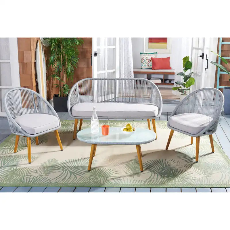 Ensemble de conversation de patio extérieur SAFAVIEH Morena 4 pièces - 54 po L x 34 po P x 24 po H