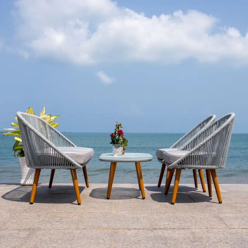 Ensemble de conversation de patio extérieur SAFAVIEH Morena 4 pièces - 54 po L x 34 po P x 24 po H