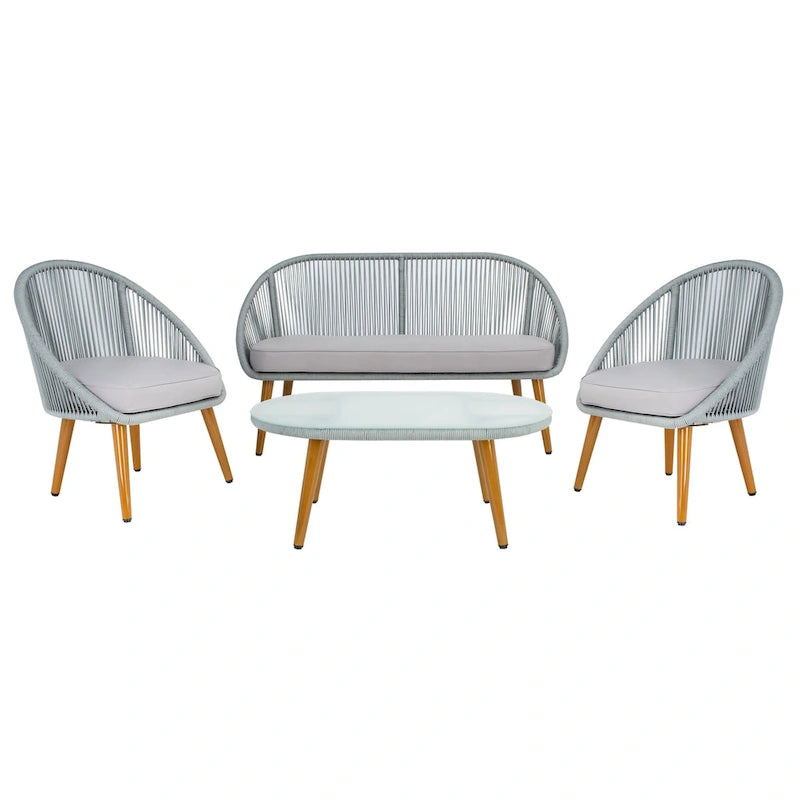 Ensemble de conversation de patio extérieur SAFAVIEH Morena 4 pièces - 54 po L x 34 po P x 24 po H