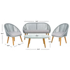 Ensemble de conversation de patio extérieur SAFAVIEH Morena 4 pièces - 54 po L x 34 po P x 24 po H