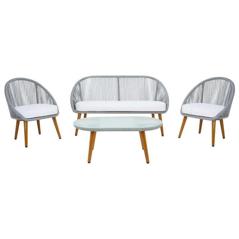 Ensemble de conversation de patio extérieur SAFAVIEH Morena 4 pièces - 54 po L x 34 po P x 24 po H