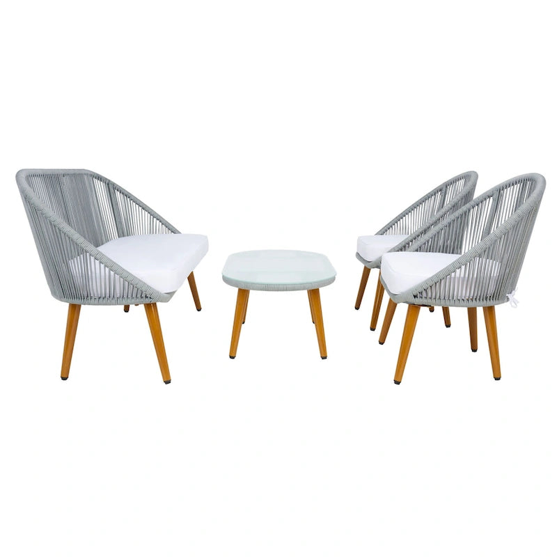 Ensemble de conversation de patio extérieur SAFAVIEH Morena 4 pièces - 54 po L x 34 po P x 24 po H