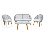 Ensemble de conversation de patio extérieur SAFAVIEH Morena 4 pièces - 54 po L x 34 po P x 24 po H