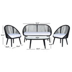 Ensemble de conversation de patio extérieur SAFAVIEH Morena 4 pièces - 54 po L x 34 po P x 24 po H